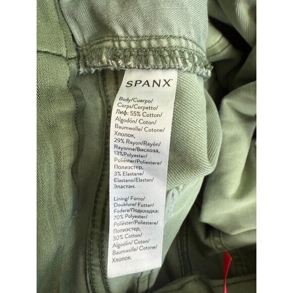 Spanx‎ Womens Green Twill Stretch Cargo Ankle Pants Size 1XP Army Spring Pockets - Picture 11 of 15